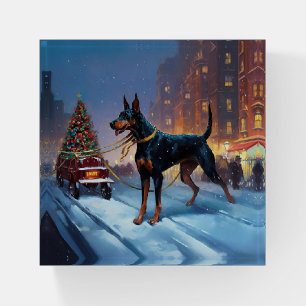 Doberman Christmas Festive Season Paperweight