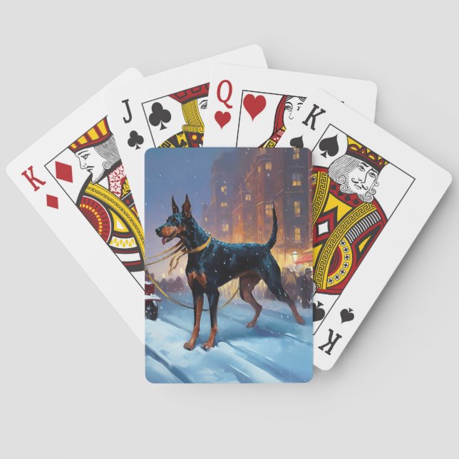 Doberman Christmas Festive Season Poker Cards (Back)