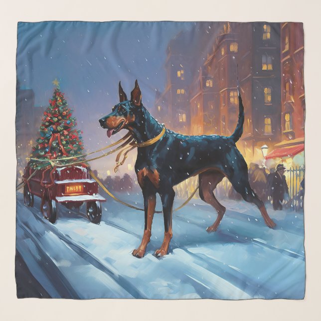 Doberman Christmas Festive Season Scarf (Front)