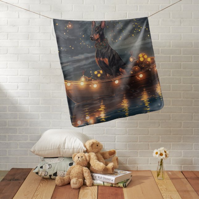 Doberman Christmas Festive Voyage  Baby Blanket (In Situ)