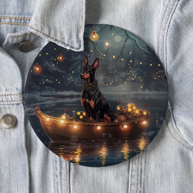 Doberman Christmas Festive Voyage  Button (In Situ)