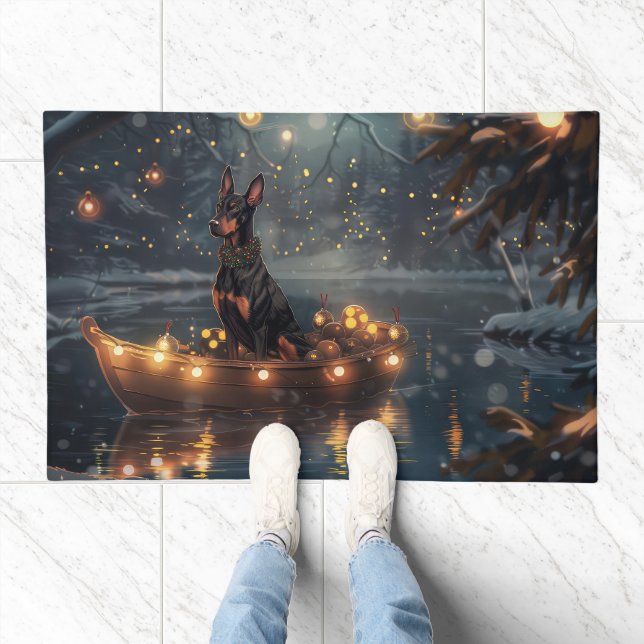 Doberman Christmas Festive Voyage  Doormat (Indoor)