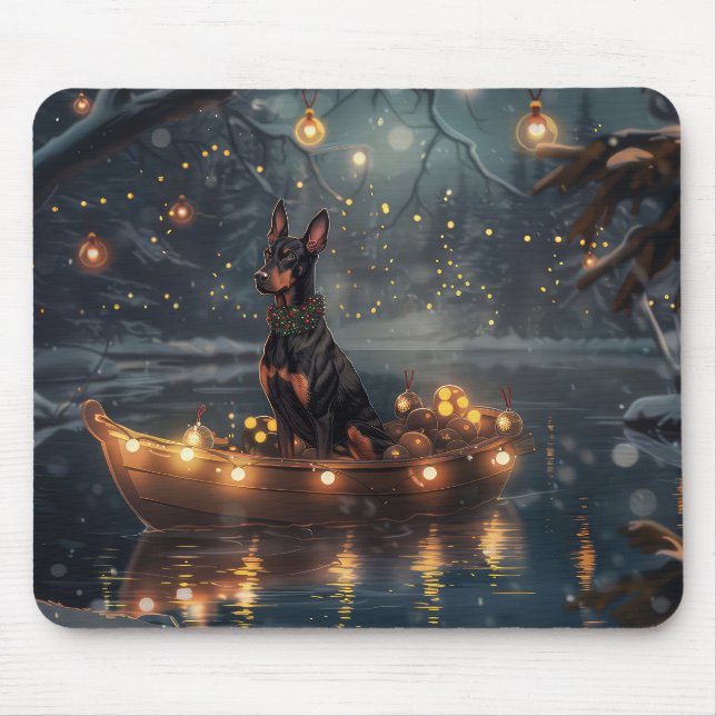 Doberman Christmas Festive Voyage  Mouse Pad (Front)