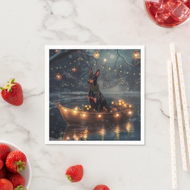 Doberman Christmas Festive Voyage  Napkins (Insitu)