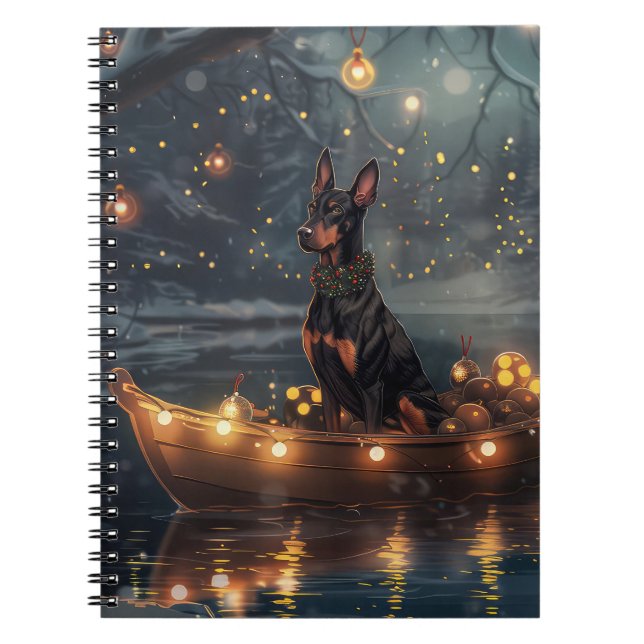 Doberman Christmas Festive Voyage  Notebook (Front)