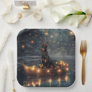 Doberman Christmas Festive Voyage Paper Plates