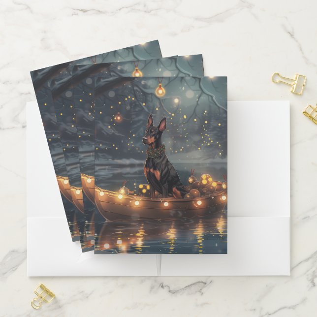 Doberman Christmas Festive Voyage  Pocket Folder (In Situ)