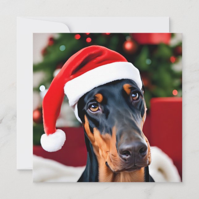 Doberman Christmas Holiday Card (Front)
