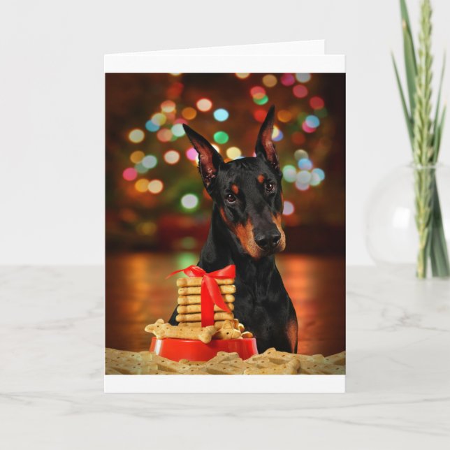 Doberman Christmas Holiday Card (Front)