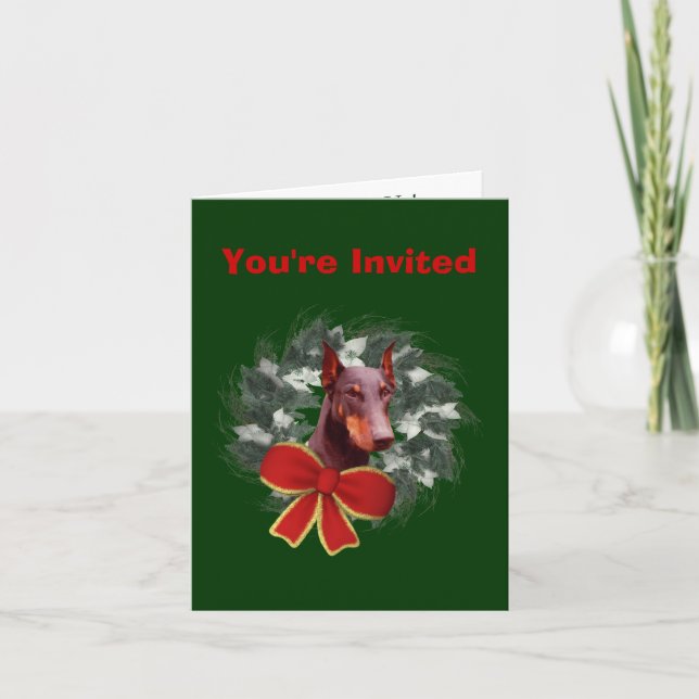 Doberman Christmas Holiday Party Invitation (Front)