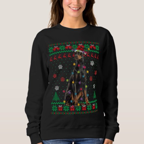 Doberman Christmas Lights Santa Dog Sweatshirt