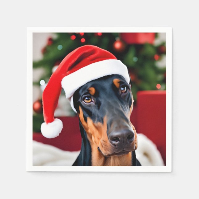 Doberman Christmas Napkins (Front)