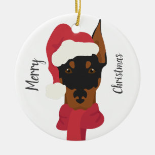 Doberman Christmas Ornament. Snowflake Decoration