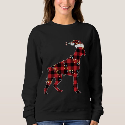 Doberman Christmas Red Plaid Buffalo Pajamas Xmas  Sweatshirt