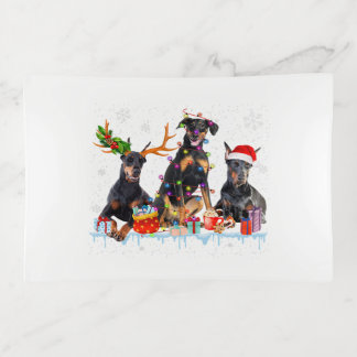 Doberman Christmas Santa Reindeer Hat Trinket Tray