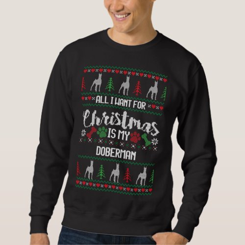 Doberman Christmas Sweater Ugly Doberman Sweater D
