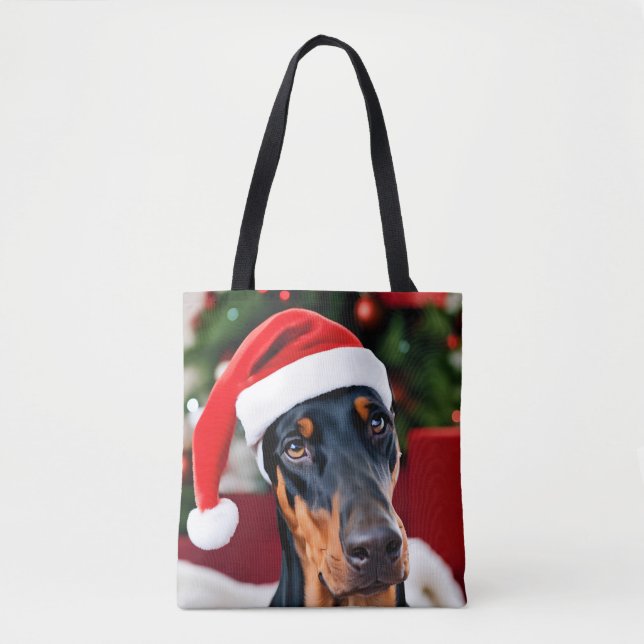 Doberman Christmas Tote Bag (Front)
