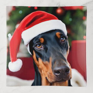 Doberman Christmas Trinket Tray