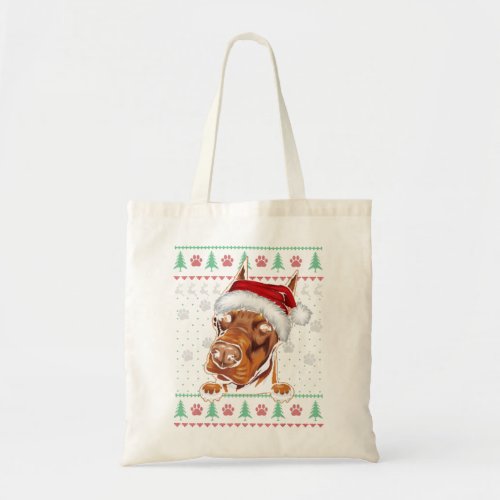 Doberman Christmas Ugly Sweater Funny Dog Lover Xm Tote Bag