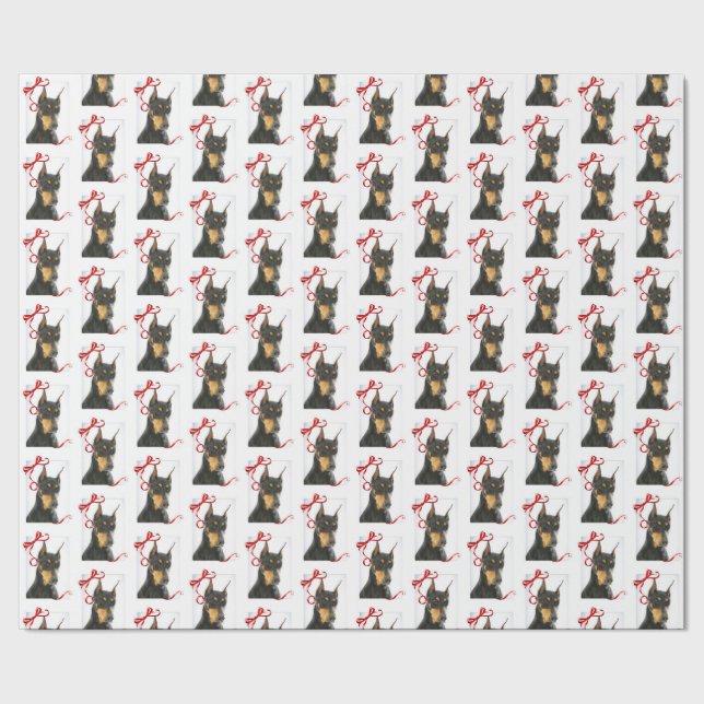 Doberman Christmas Wrapping Paper (Seam)