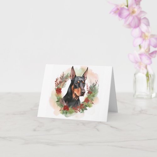 Doberman Christmas Wreath Festive Pup Card