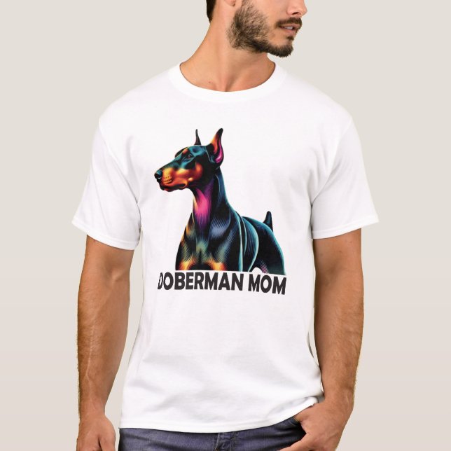 Doberman Colorful Mom T-Shirt (Front)