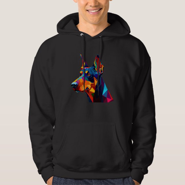 Doberman  Colorful Pop Doberman Pinscher Hoodie (Front)