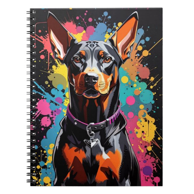 Doberman colorful spalsh notebook (Front)