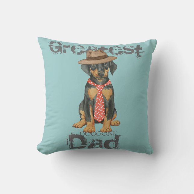 Doberman Dad Throw Pillow (Front)