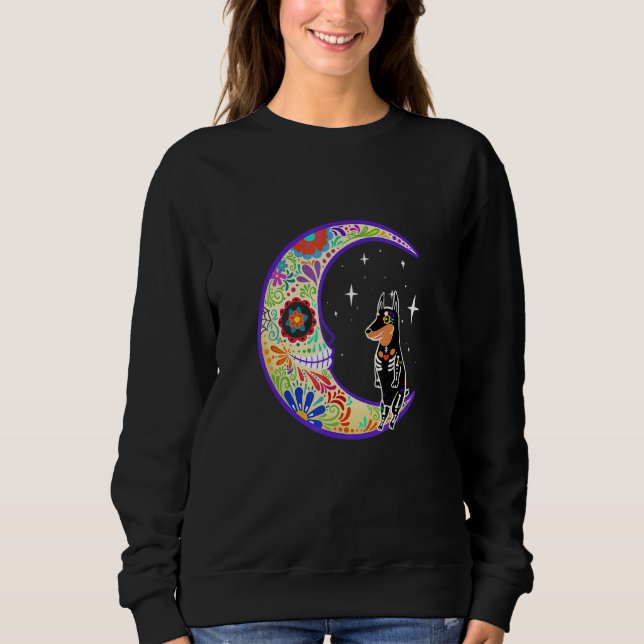 Doberman Dia De Los Muertos Skeleton Sweatshirt (Front)