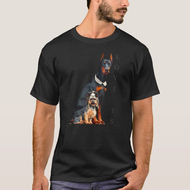 Doberman Doberman Pinscher Dog Mom Dad Love Pet T-Shirt (Front)