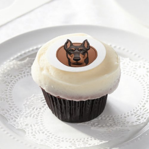 Doberman Dog 3D Inspired Edible Frosting Rounds