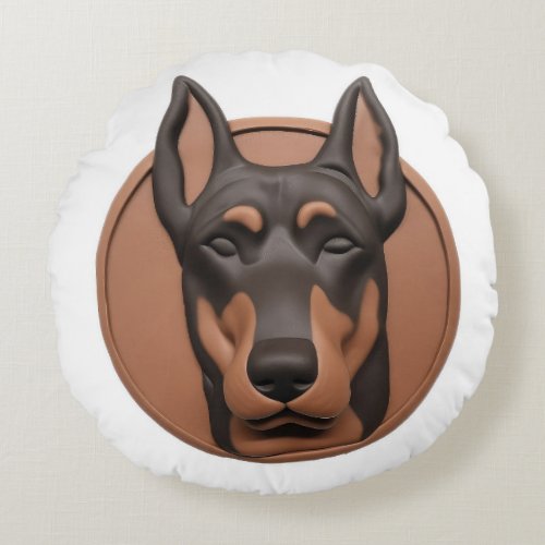 Doberman Dog 3D Inspired Round Pillow