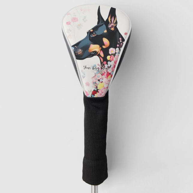 Doberman Dog and Flowers  004 - Tailor jewel Golf Head Cover (Front)
