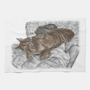 Doberman Dog and Puppy Kitchen Towel