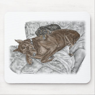 Doberman Dog and Puppy Mouse Pad