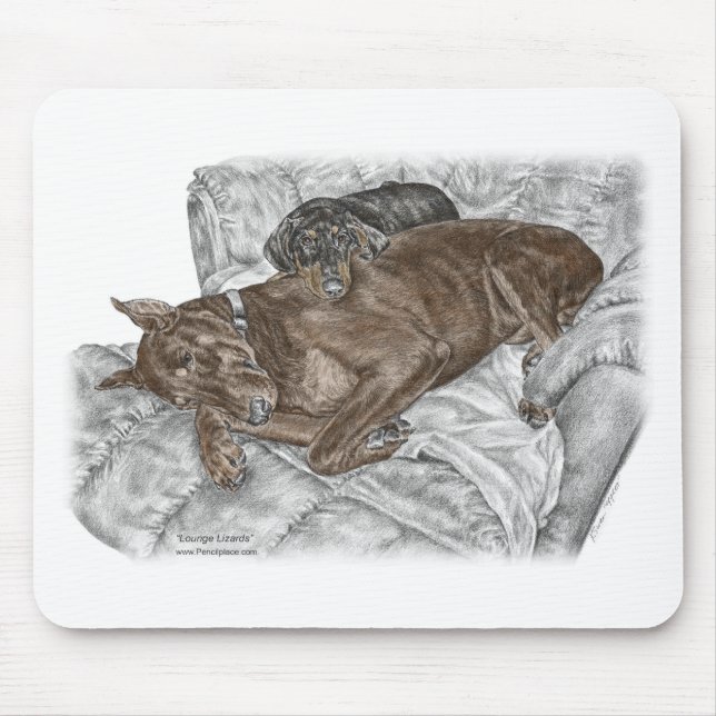 Doberman Dog and Puppy Mouse Pad (Front)