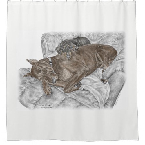 Doberman Dog and Puppy Shower Curtain