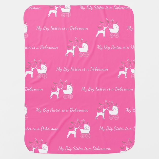 Doberman Dog Baby Shower Puppy Dobie Pinscher Baby Blanket (Front)