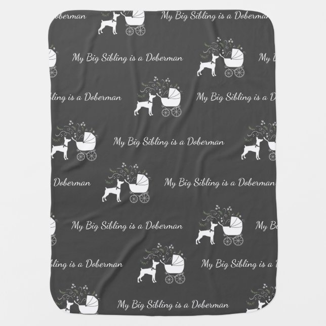 Doberman Dog Baby Shower Puppy Dobie Pinscher Baby Blanket (Front)