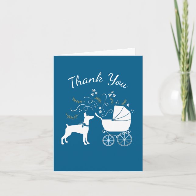 Doberman Dog Baby Shower Puppy Dobie Pinscher Thank You Card (Front)