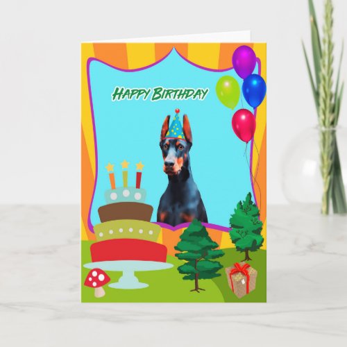 Doberman Dog Birthday Card