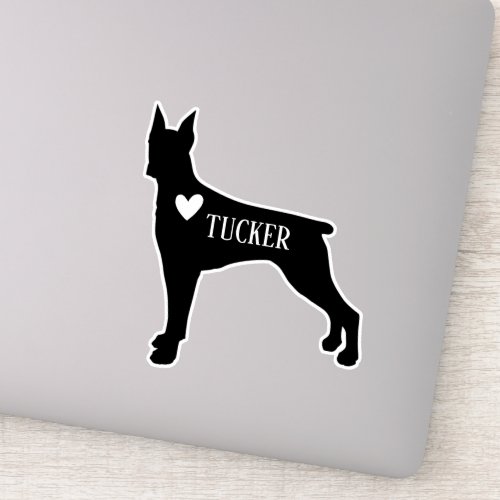 Doberman Dog Breed  Silhouette Custom Name Sticker