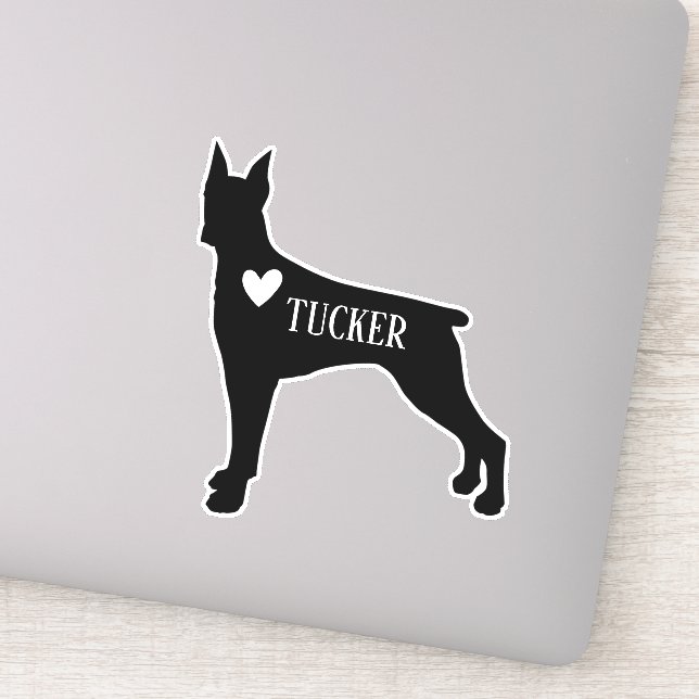 Doberman Dog Breed  Silhouette Custom Name Sticker (Detail)