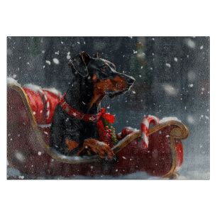 Doberman Dog Christmas Festive Cutting Board