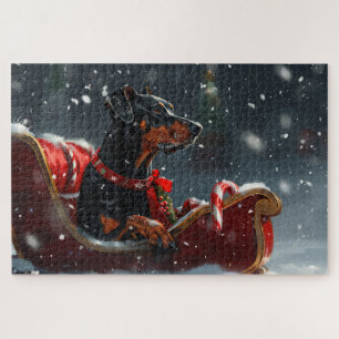 Doberman Dog Christmas Festive Jigsaw Puzzle