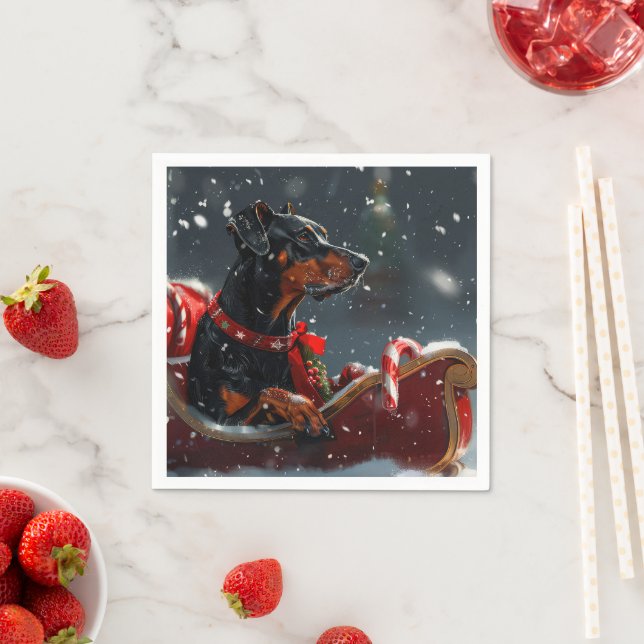 Doberman Dog Christmas Festive Napkins (Insitu)