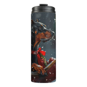 Doberman Dog Christmas Festive Thermal Tumbler
