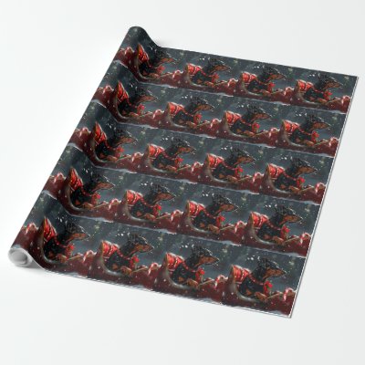 Doberman Dog Christmas Festive Wrapping Paper