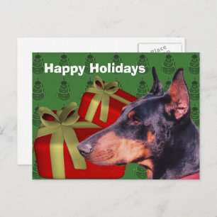 Doberman Dog Christmas Holiday Postcard